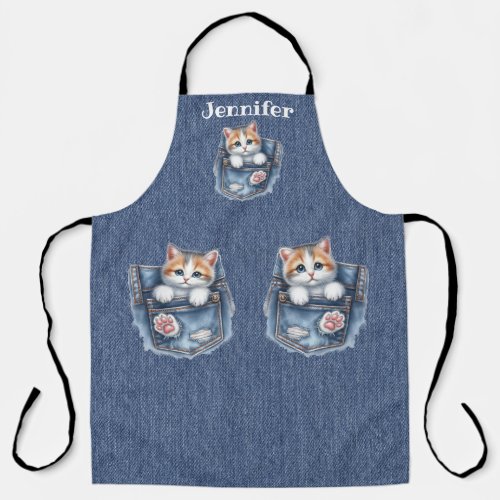 Adorable Fluffy Cat All_Over Print Apron