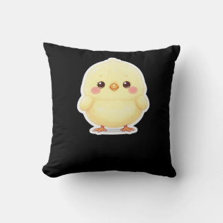 Adorable Fluffy Chibi Chick Throw Pillow