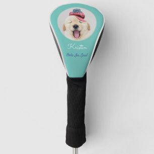 Adorable Fluffy Dog & Cat Personalize Name Message Golf Head Cover