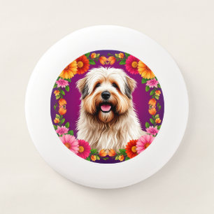 Adorable Fluffy Dog with Flowers Wham-O Frisbee