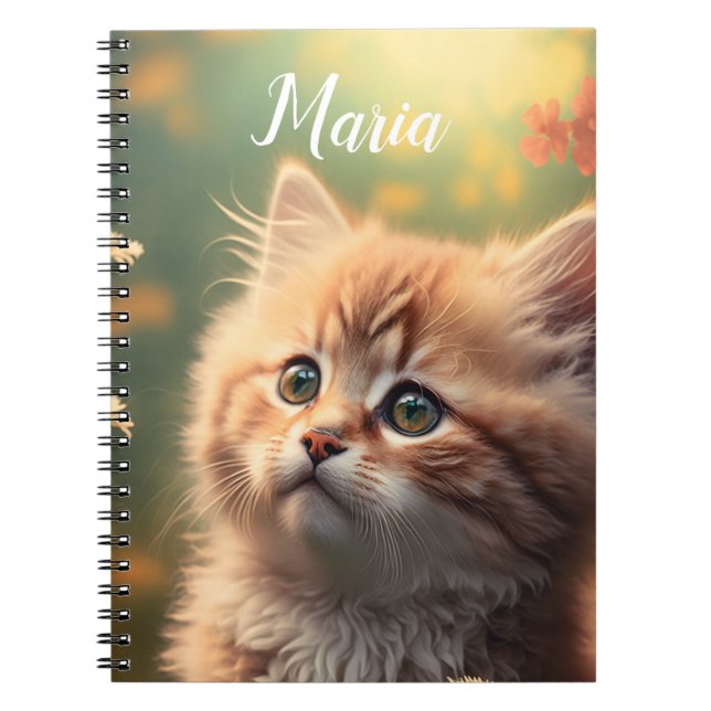  Adorable Fluffy Ginger Kitten, Customizable Notebook (Front)