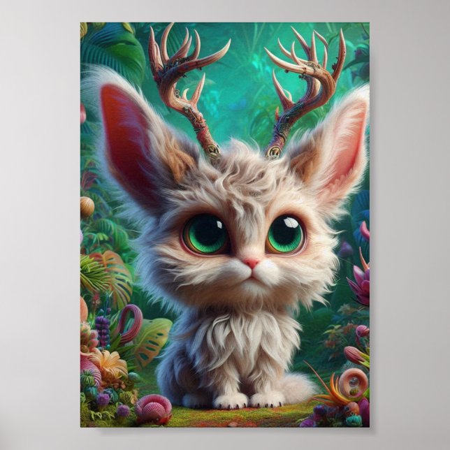 Adorable Fluffy Jackalope Poster (Front)
