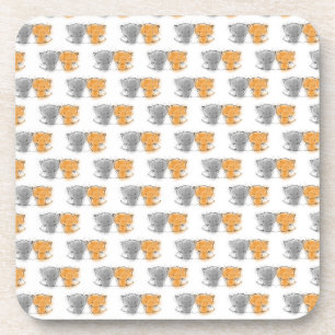 Adorable Fluffy Kittens Illustration Cat Art Beverage Coaster