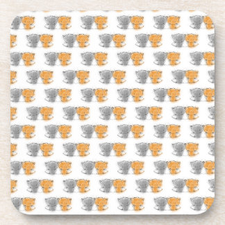 Adorable Fluffy Kittens Illustration Cat Art Beverage Coaster