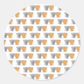 Adorable Fluffy Kittens Illustration Cat Art Classic Round Sticker
