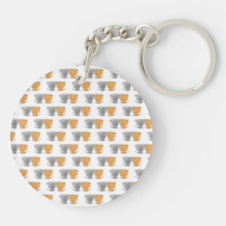 Adorable Fluffy Kittens Illustration Cat Art Keychain