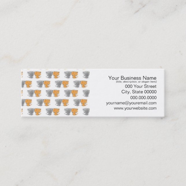 Adorable Fluffy Kittens Illustration Cat Art Mini Business Card (Front)