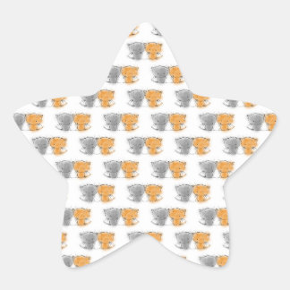 Adorable Fluffy Kittens Illustration Cat Art Star Sticker