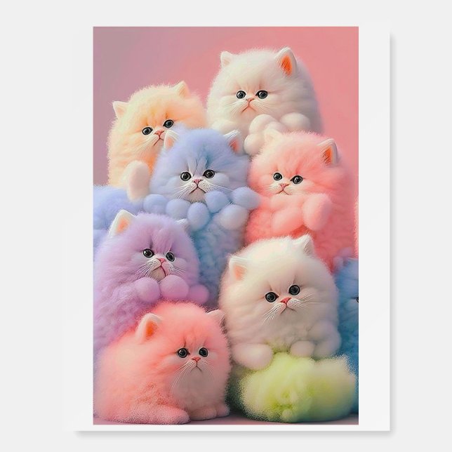 Adorable Fluffy Kittens & Vibrant Smiling Dice Foam Board (Front)