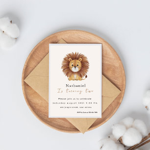 Adorable Fluffy Lion Birthday Invitation