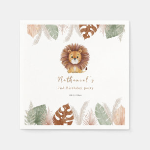 Adorable Fluffy Lion Birthday Napkins
