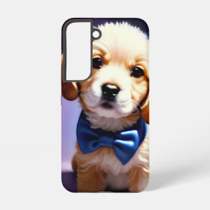 Adorable Fluffy Puppy w Cute Blue Bow Tie  Samsung Galaxy S22 Case