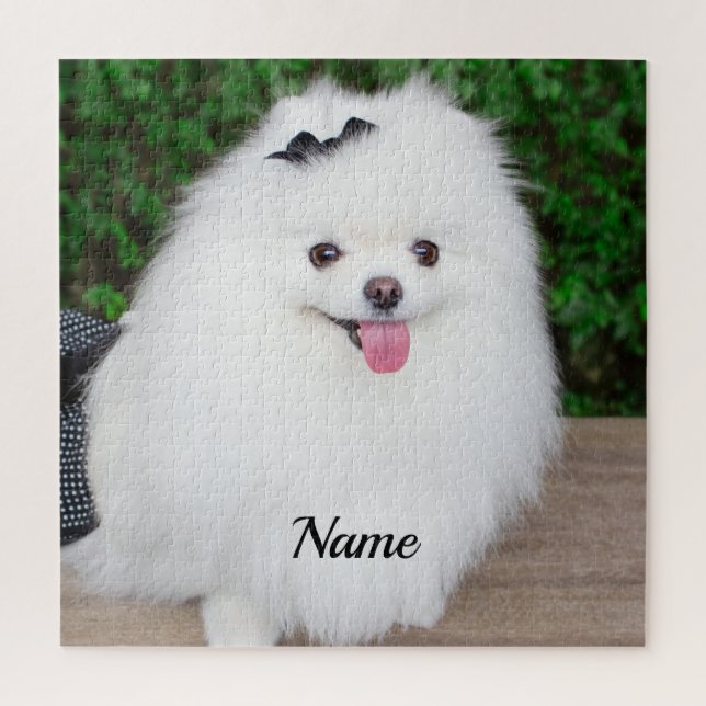 Adorable Fluffy White Puppy Dog Jigsaw Puzzle (Vertical)