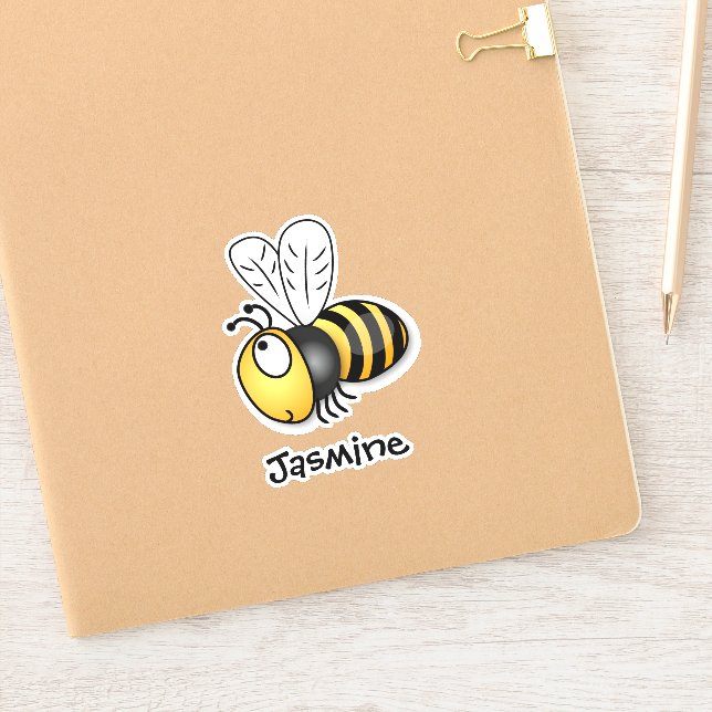 Adorable flying bee yellow cartoon illustration sticker (Notebook)