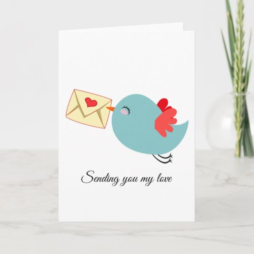Adorable Flying Blue Bird w Letter Customizeable Holiday Card
