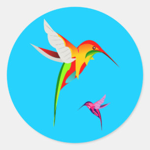 Adorable Flying Hummingbirds Classic Round Sticker