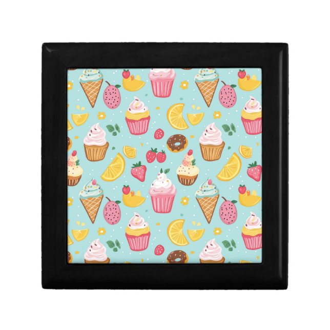 Adorable Food Items Illustration Pattern Gift Box (Front)