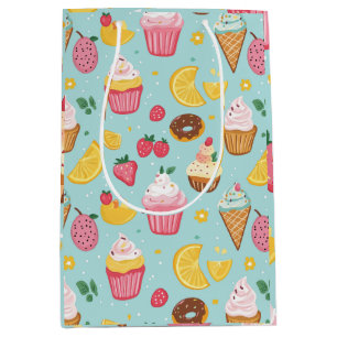 Adorable Food Items Illustration Pattern Medium Gift Bag