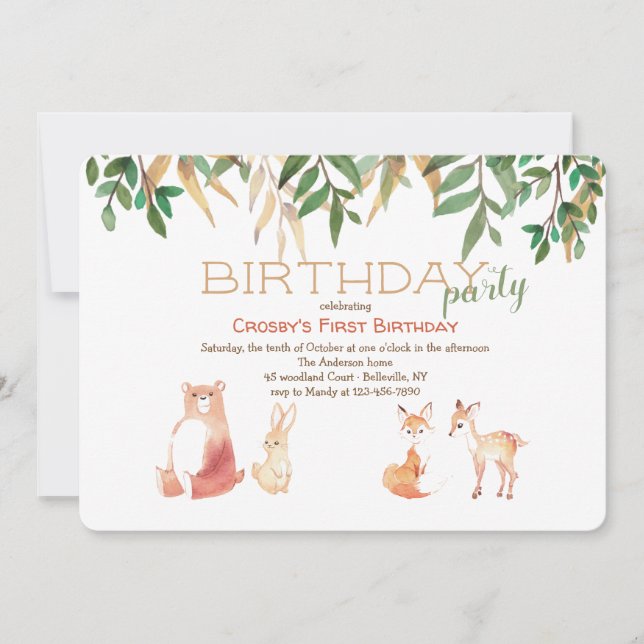 Adorable Forest Animals Invitation (Front)
