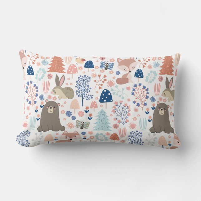 Adorable Forest Animals Lumbar Pillow (Front)
