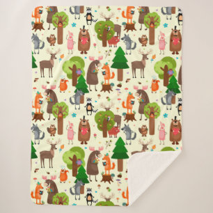 Adorable Forest Animals Sherpa Blanket