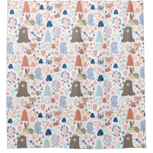 Adorable Forest Animals Shower Curtain