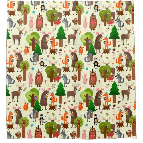 Adorable Forest Animals Shower Curtain