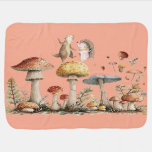 Adorable Forest Friends on Mushrooms Baby Blanket