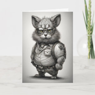 Adorable Forest Ranger Bunny Rabbit Glasses Card