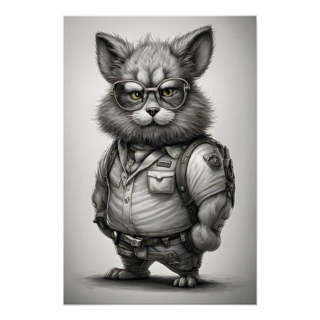 Adorable Forest Ranger Bunny Rabbit Glasses Poster (Front)