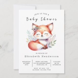 Adorable Forest Tale Fox Baby Shower Invitation