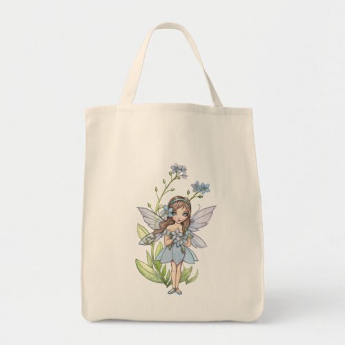 Adorable Forget Me Not Flower Fairy Organic Tote