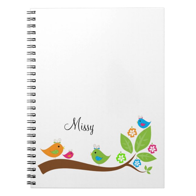 Adorable Four Little Birdies Notebook (Front)