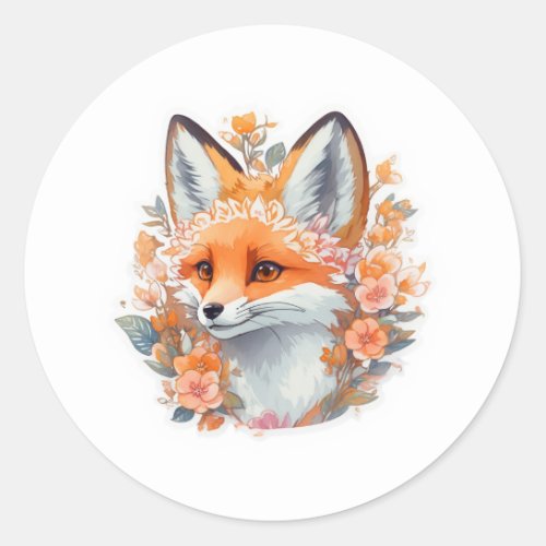 Adorable Fox Classic Round Sticker