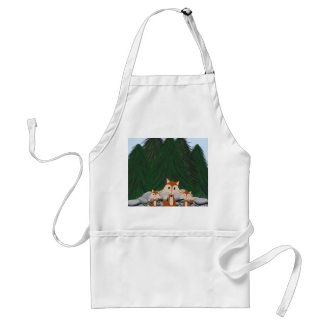 Adorable Fox Family Adult Apron (Front)