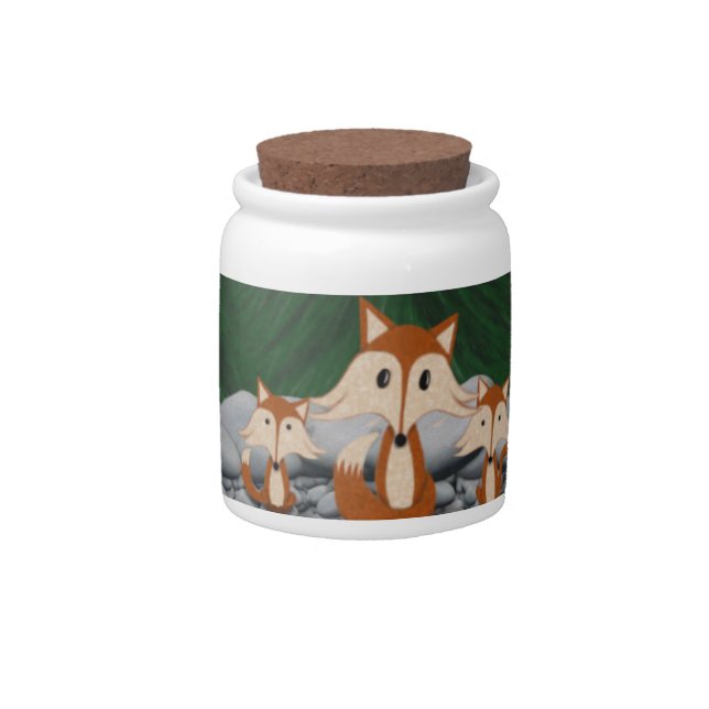 Adorable Fox Family Candy Jar (Front)