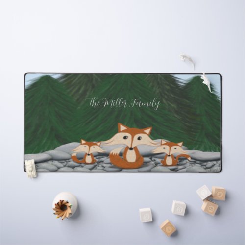 Adorable Fox Family Desk Mat
