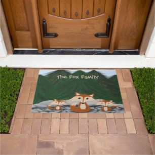 Adorable Fox Family Doormat