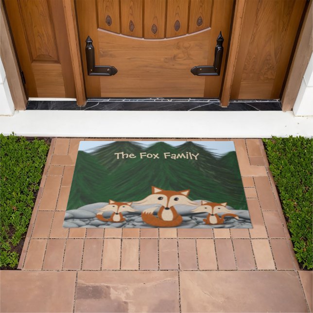 Adorable Fox Family Doormat (Outdoor)