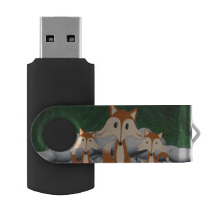 Adorable Fox Family Flash Drive
