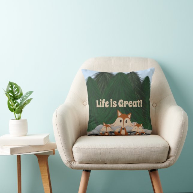 Adorable Fox Family  Throw Pillow (Chair)