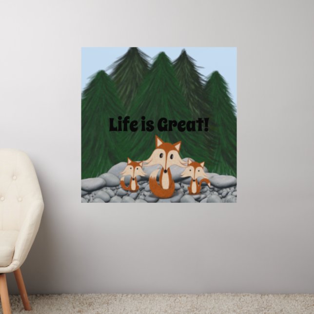 Adorable Fox Family  Wall Decal (Living Room 2)
