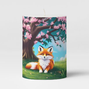Adorable Fox Sitting Under Tree-68563 Pillar Candle