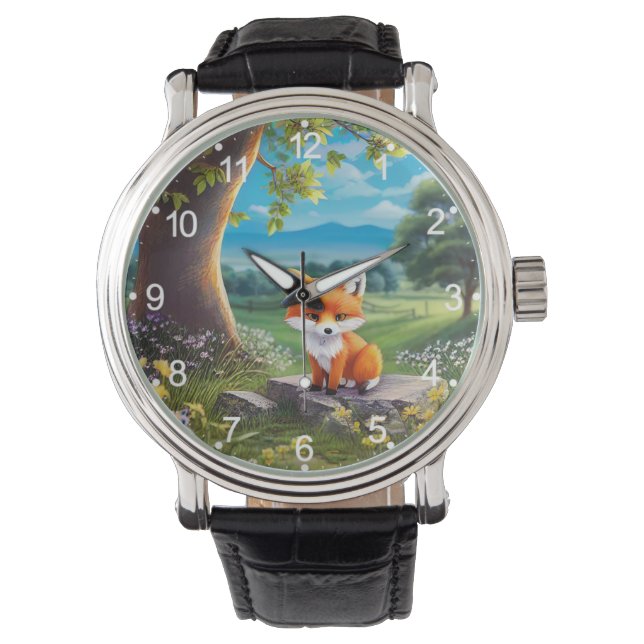 Adorable Fox Sitting Under Tree-68563 Watch (Front)