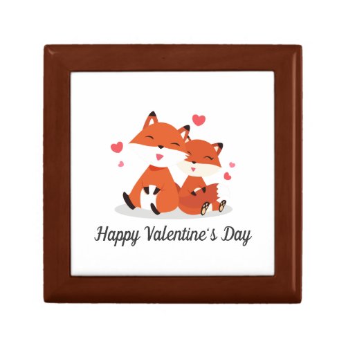 Adorable Foxes Couple Valentine  Gift Box