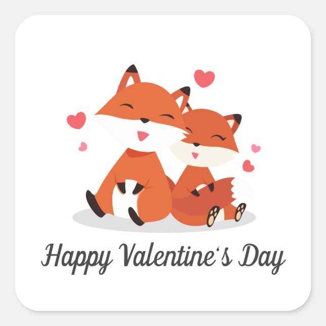 Adorable Foxes Couple Valentine | Sticker Seal (Front)