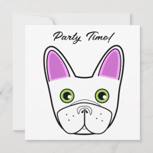 Adorable French Bulldog Face Birthday Invitation