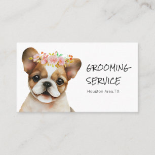 Adorable French Bulldog Grooming Service Business Card