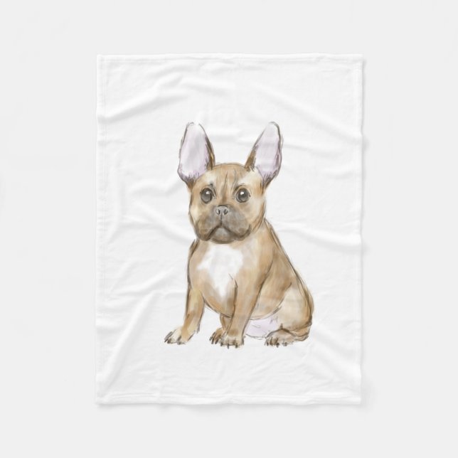 Adorable french bulldog puppy fleece blanket (Front)