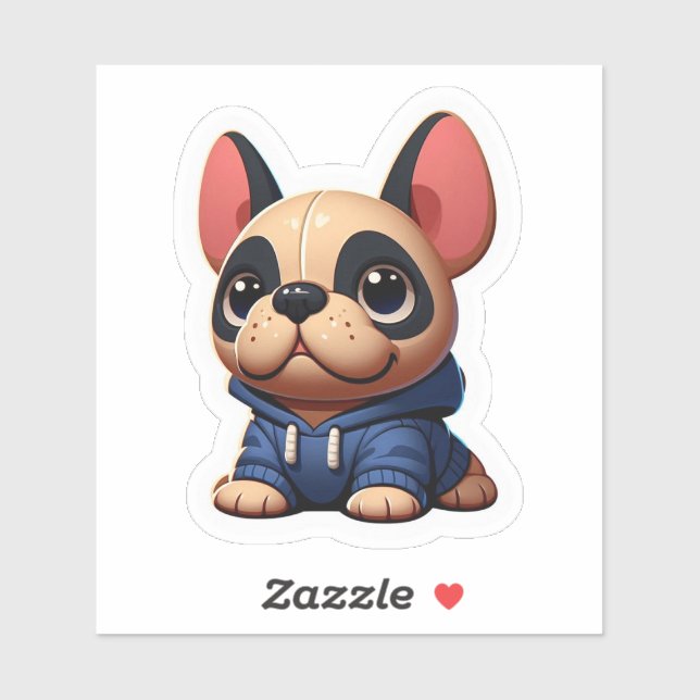 Adorable French Bulldog Puppy in Blue Hoodie Sticker (Sheet)